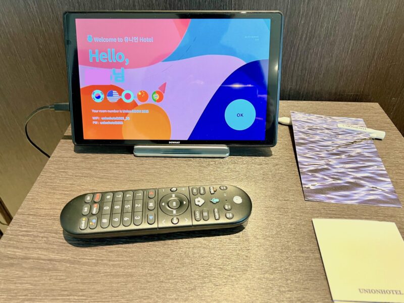 ユニオンホテルのタブレットPC(ソウル格安人気ホテル)