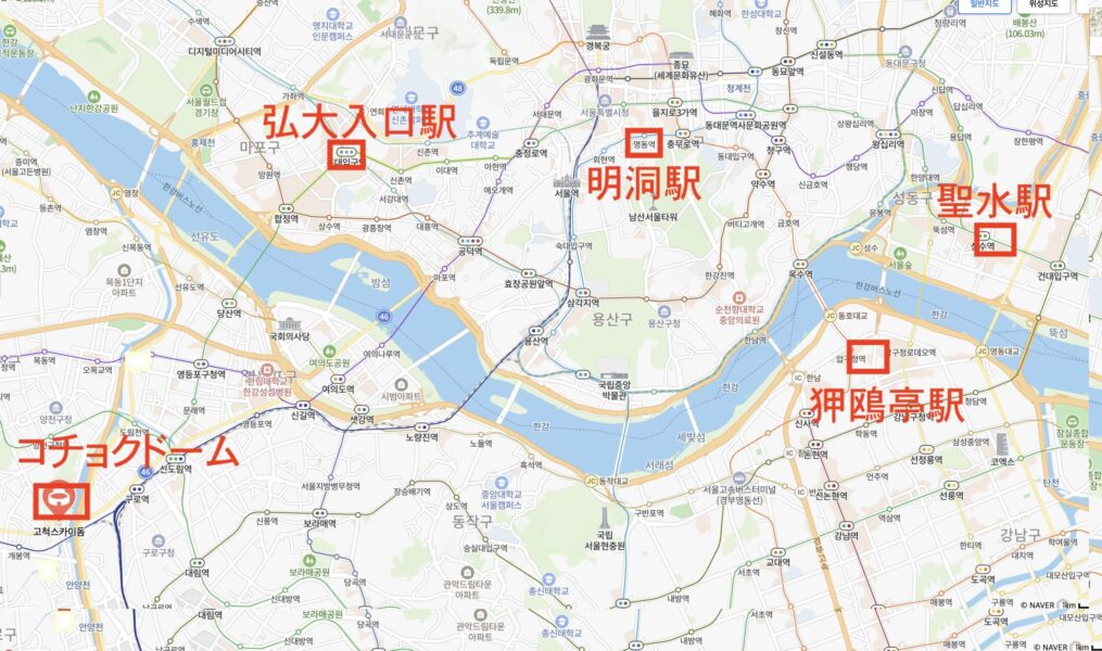 高尺ドームの位置を示した地図
