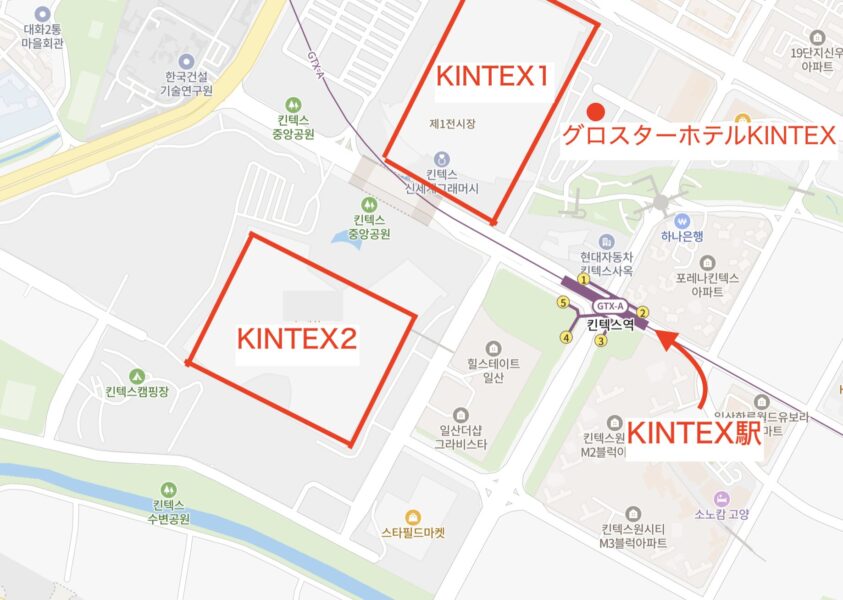 KINTEXおよびKINTEX駅周辺の地図